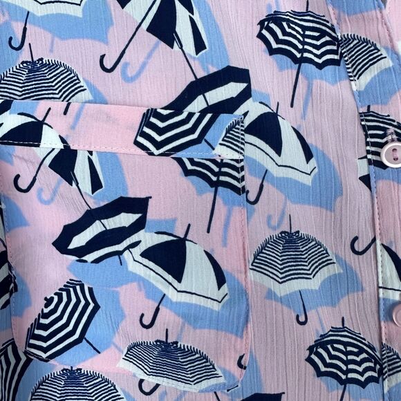 Kim Rogers Umbrella V Neck Button Up Long Rolled Sleeve Blouse Size XLarge - Picture 3 of 7